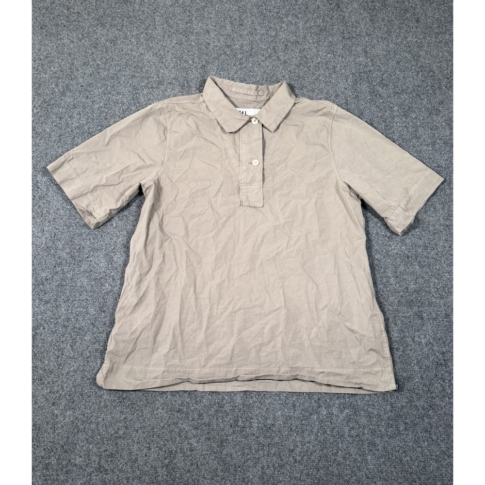 MHL Margaret Howell Women's XS Pull On Polo Shirt Beige 100% Cotton Portugal